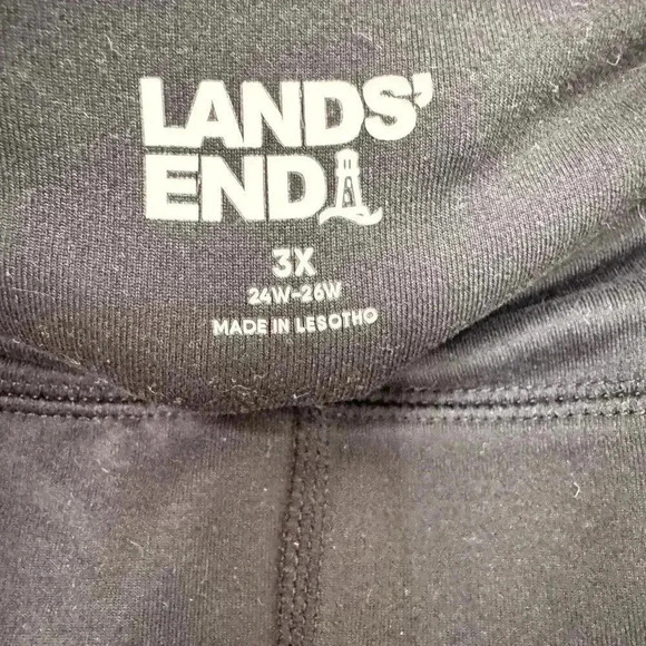 LANDS END Mid Rise Knit Leggings Stretch Cotton Black Size 24W 26W 3X - Picture 4 of 6